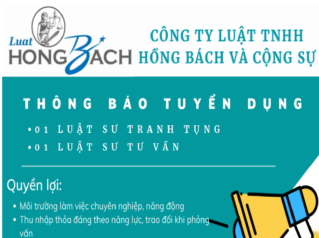 Công ty Luật TNHH Hồng Bách và Cộng sự tuyển dụng nhân sự